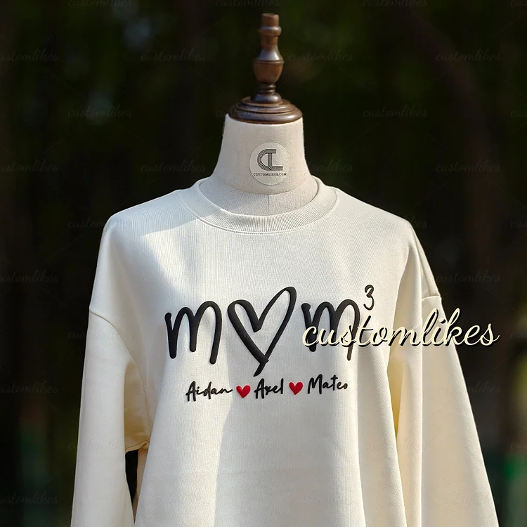 Custom Puff Mom Sweatshirt With Names 