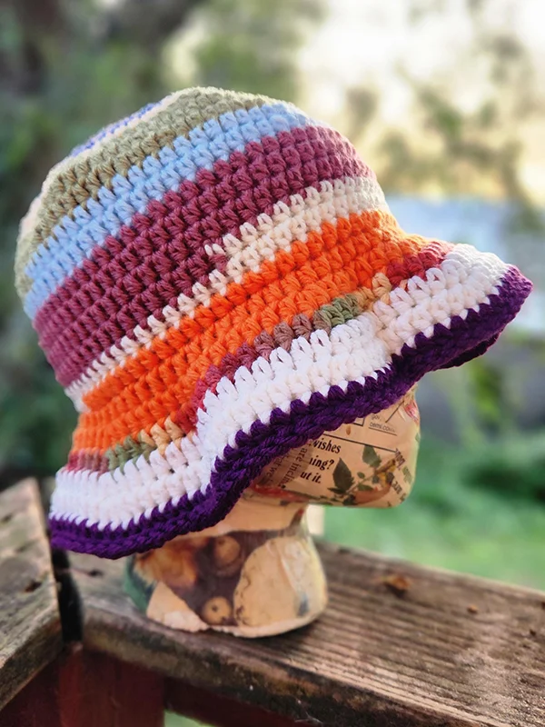 Crochet Bucket Hat,Cottton Summer Hat, Boho Bucket For Women Handmade Bucket Hat