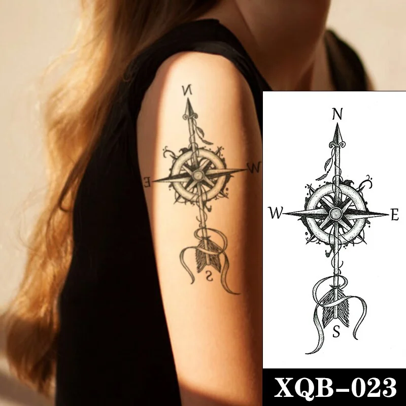 Life Tree Geometric Waterproof Temporary Tattoo Sticker Black Crow Lines Fake Tattoos Flash Tatoos Arm Body Art for Women Men