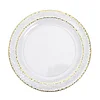 10 Pack | 7.5" Clear Hammered Design Plastic Dessert / Appetizer Plates With Gold Rim