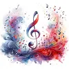Watercolor Music Note-11CT Stamped Cross Stitch 40*40cm tapestrymarket