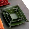 Valet Tray Leather Nightstand Jewelry Storage Tray Desktop Holder Box Leather Snap Tray Sundries Box for Dice Phone Sunglasses