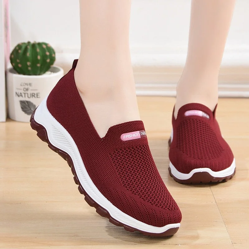 Breathable Sneakers Women Running Shoes Women  Light Mesh Flats Women's Sports Shoes Slip-on Female Loafers