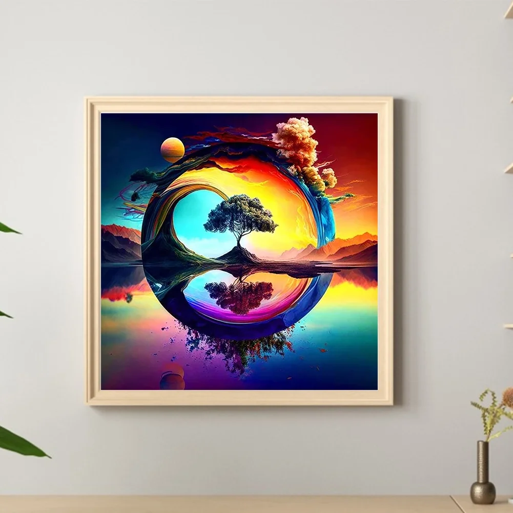 Diamond Painting - Full Round Drill - Rainbow Tree(30*30cm)