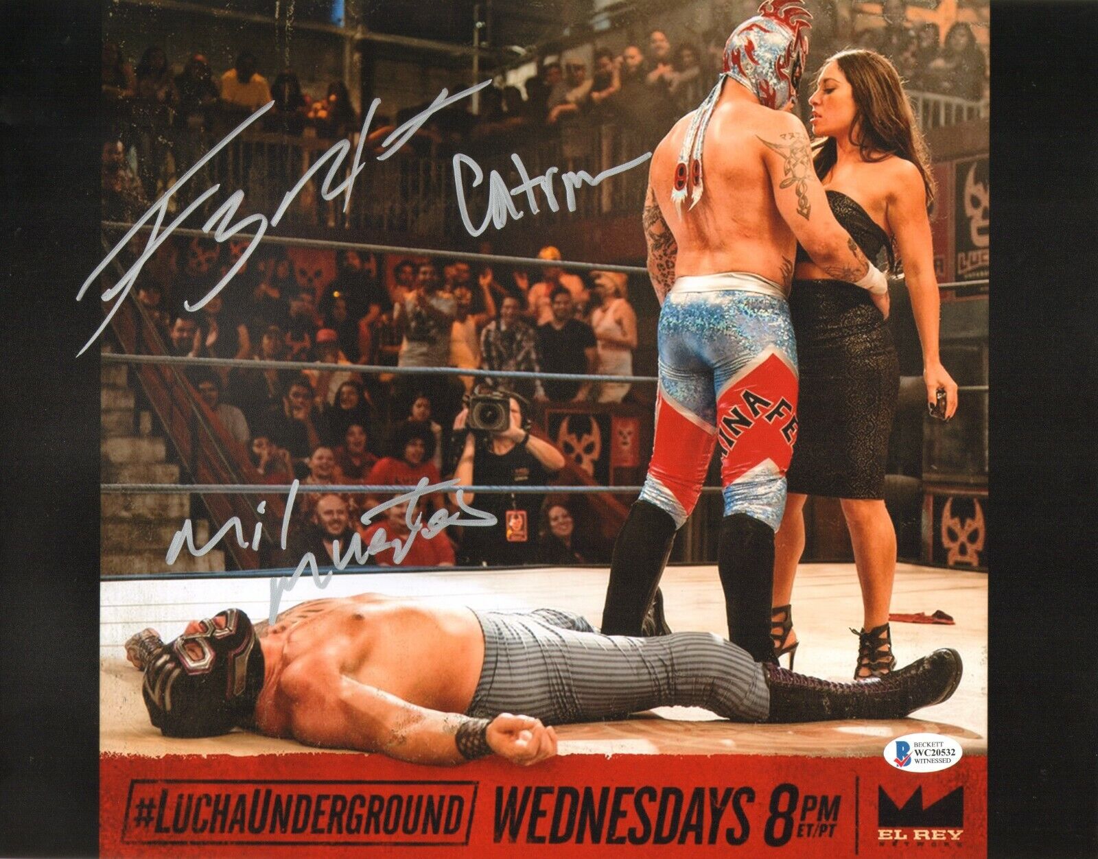 Rey Fenix Catrina & Mil Muertes Signed 11x14 Photo Poster painting BAS COA AEW Lucha Underground