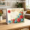 Diamond Art Painting 2027 Desk Calendar Non-Fading DIY Diamond Painting Calendar Ornament Multi Purpose DIY Resin Paintings Desks Kit for Office Home Interior Decoration (Flower)