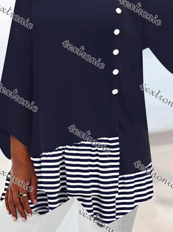 Women Half Sleeve V-neck Solid Color Dress