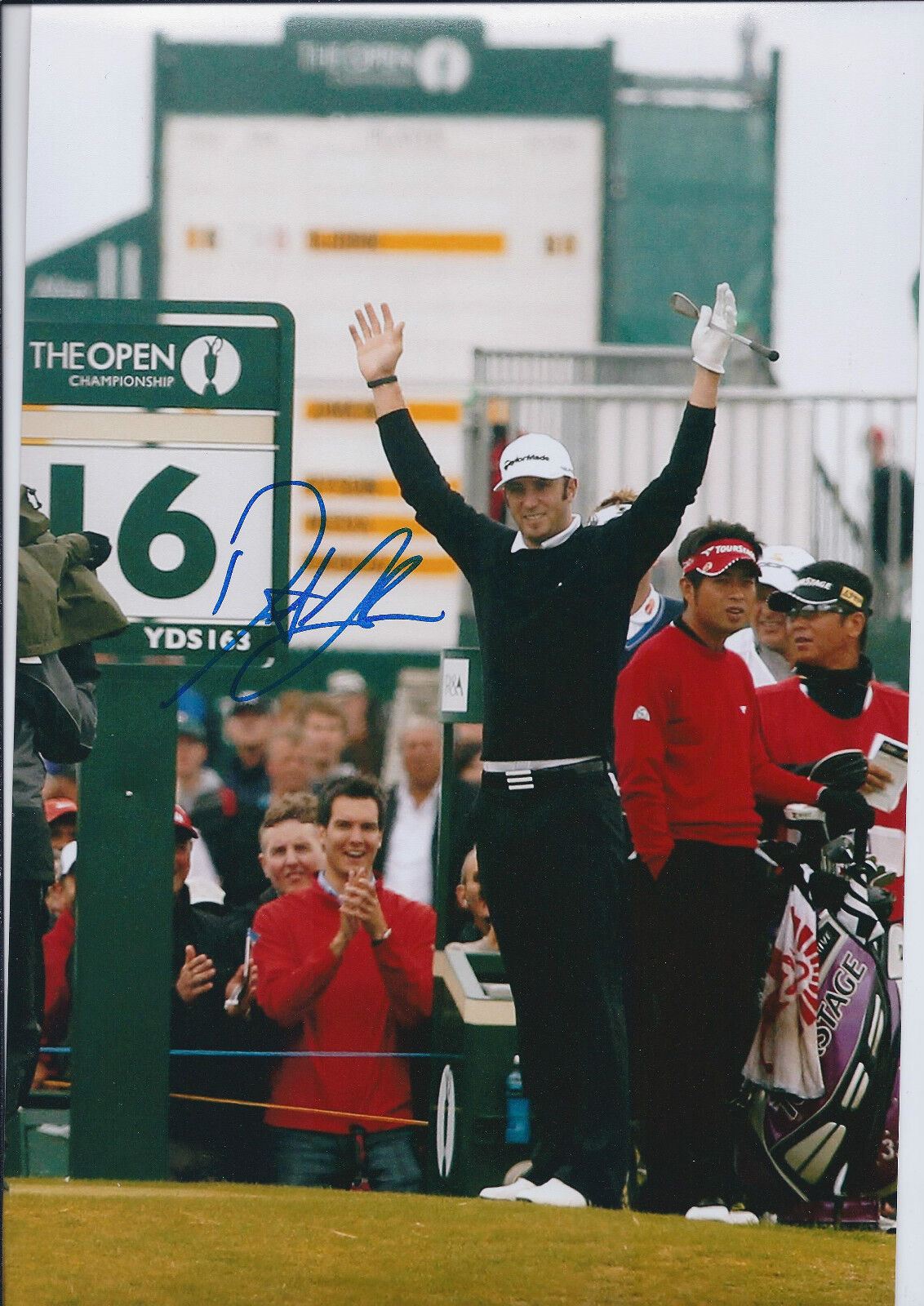 Dustin Johnson SIGNED Autograph 12x8 Photo Poster painting AFTAL COA Hole In 1 Celebration GOLF