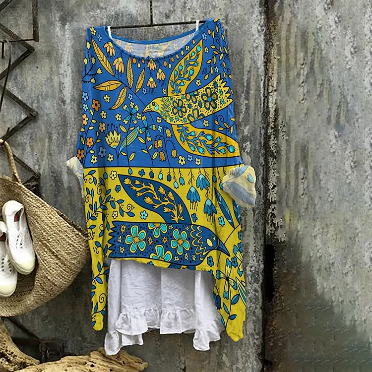 Vintage Ukrainian Dove Of Peace Linen Shirt