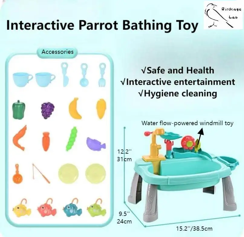 Interactive Parrot Bathing Toy  Birdcagelab