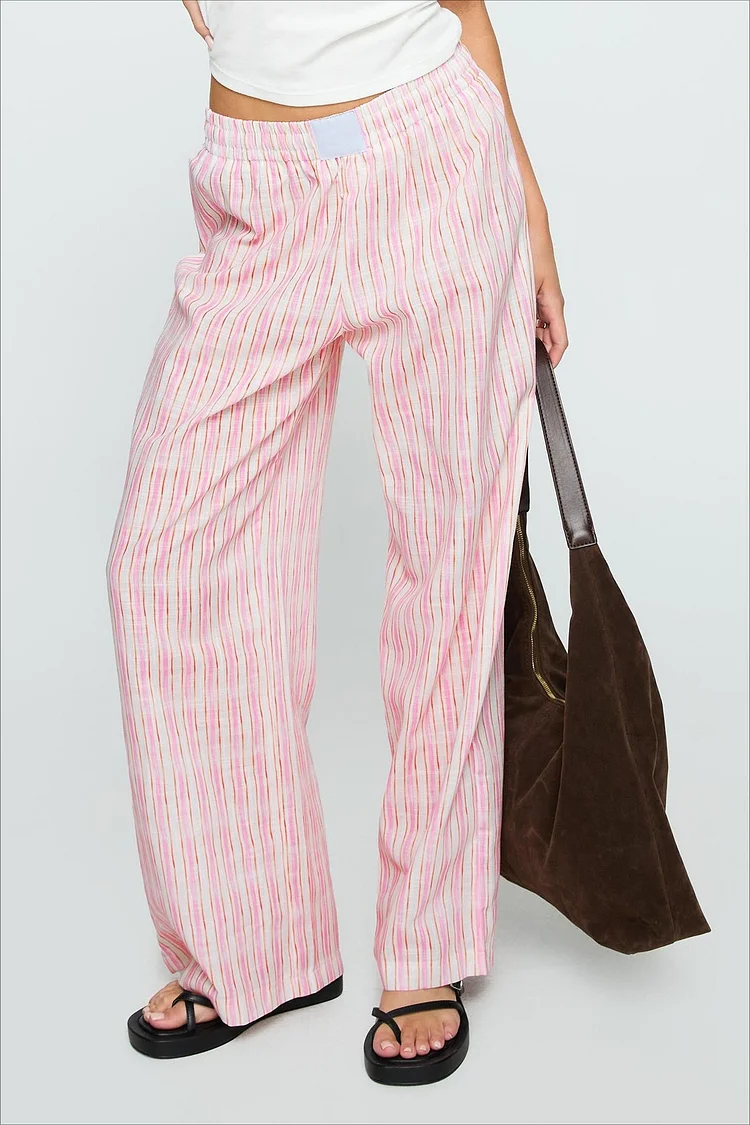 Colorblock Striped Wide-Leg Relaxed Pants