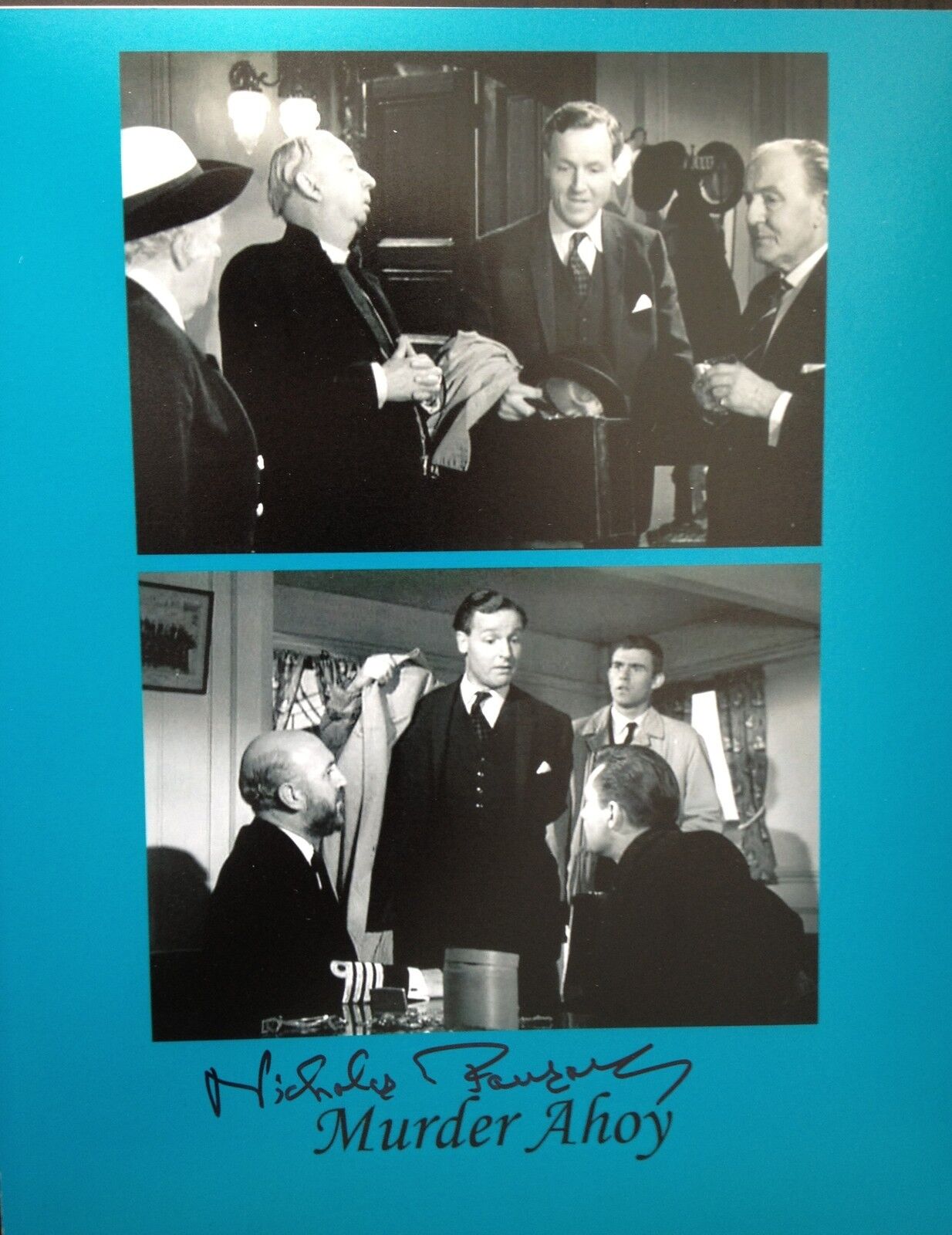 NICHOLAS PARSONS - ACTOR & TV PRESENTER - SIGNED B/W Photo Poster painting MONTAGE