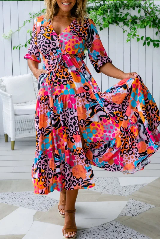 Rainbow Leopard Print Dress
