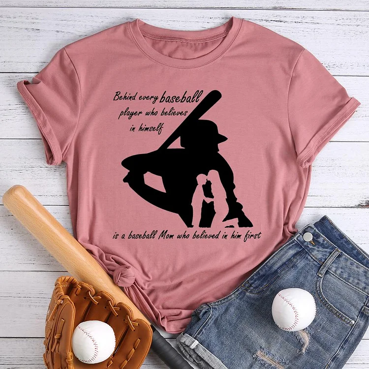 A Baseball Mom Who Believed In Him Round Neck T-shirt-Annaletters