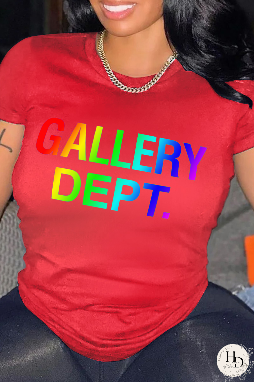 Black Street Print Patchwork O Neck T-Shirts