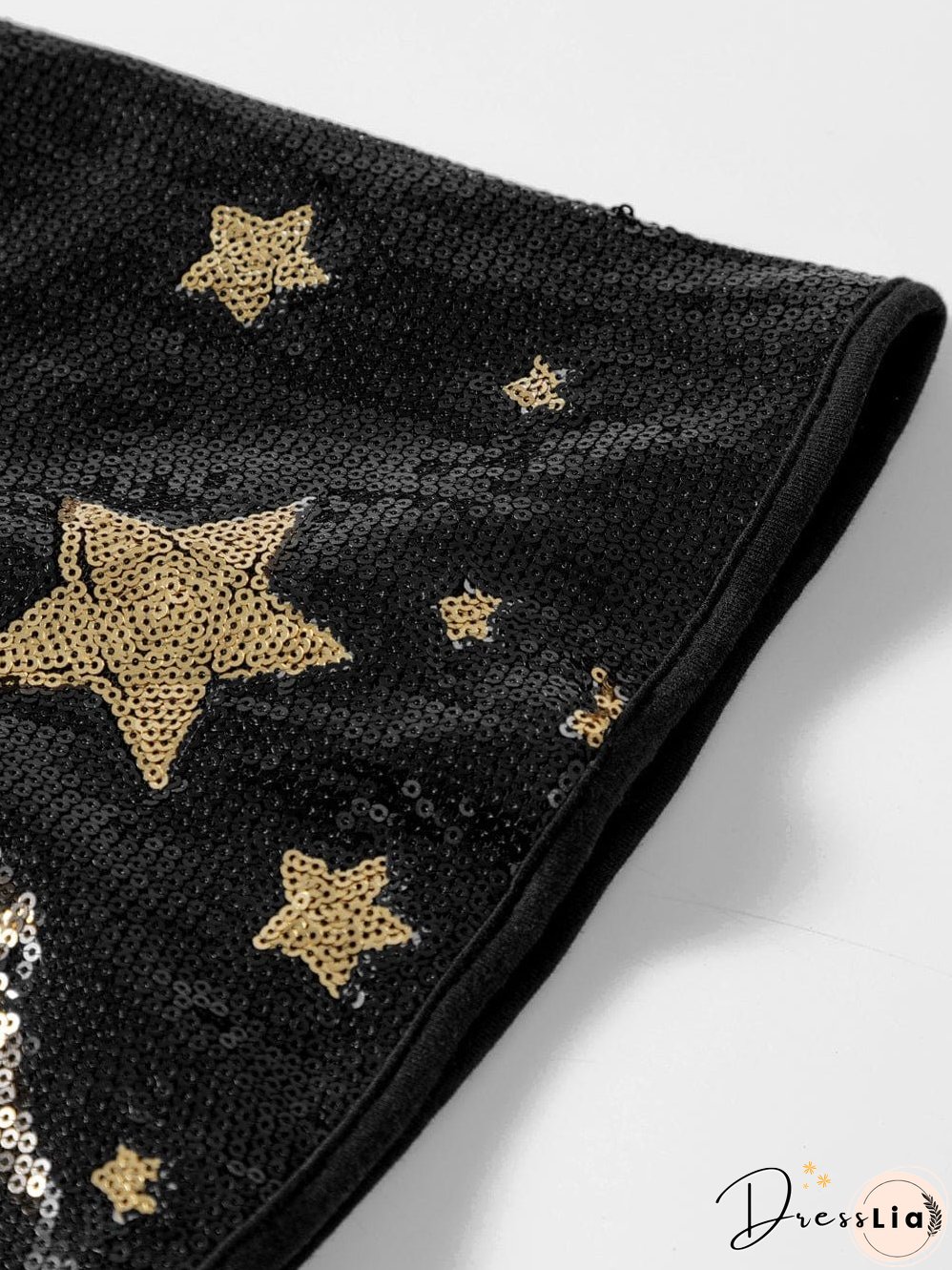 Black Star Sequin Embellished Half Sleeve Knit Top