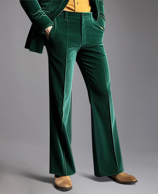 Business Velvet Solid Mid-Waist Flare Leg Suit Pants