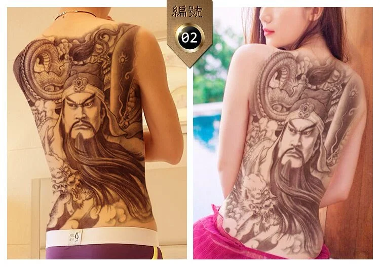 New 48*35cm Large geisha Tattoos Men Women Waterproof Big Temporary Tattoo Stickers Full Back Body art Fake Tattoo dragon skull