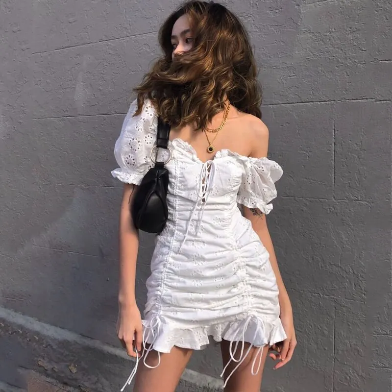 Sexy Fashion Pin Decoration Fringe Beading Short Party Dress  Women Hollow Out Nightclub Performance Singer Costume