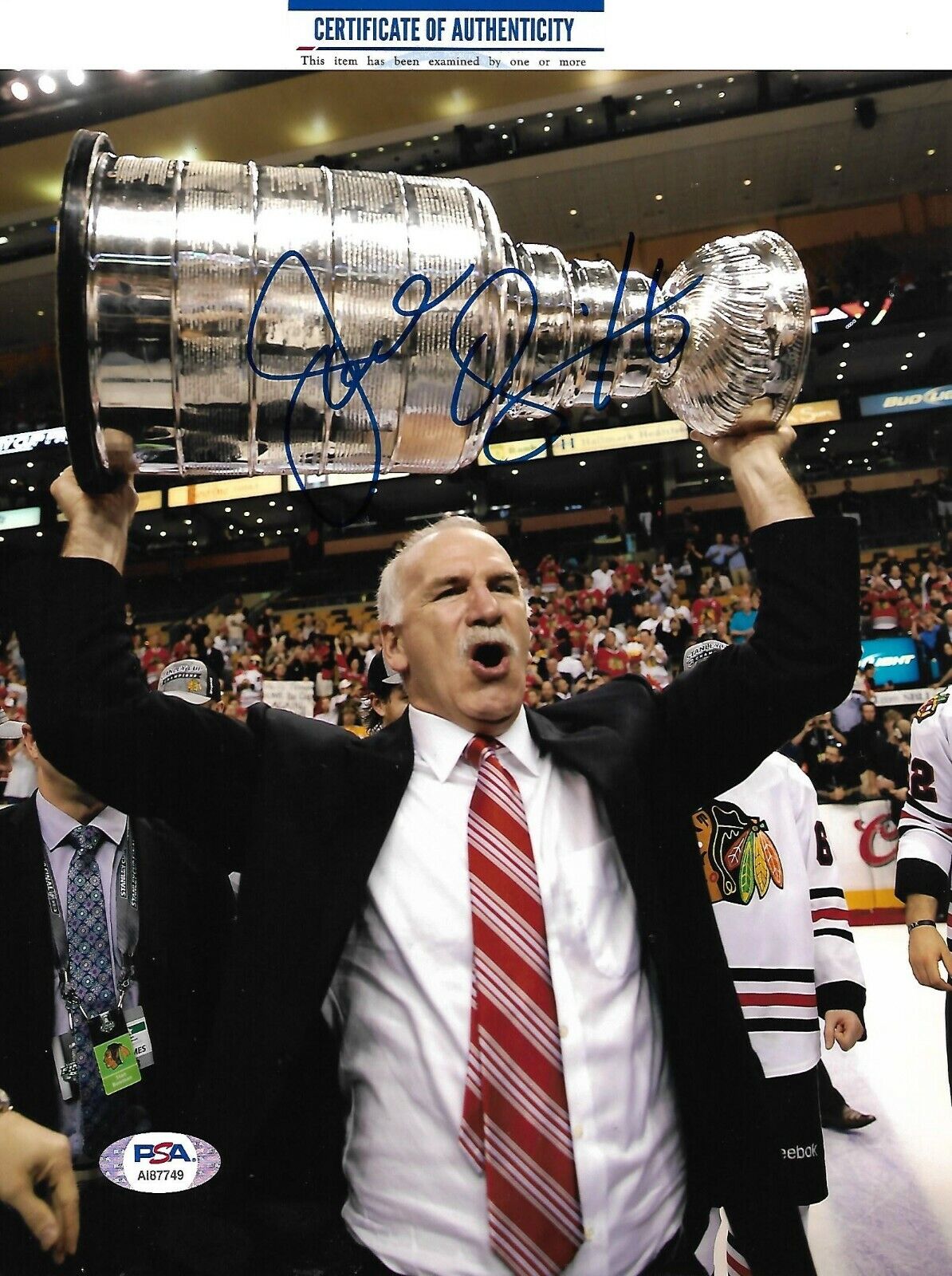 JOEL QUENNEVILLE signed STANLEY CUP BLACKHAWKS 8x10 Photo Poster painting w/ COA PSA AI87749