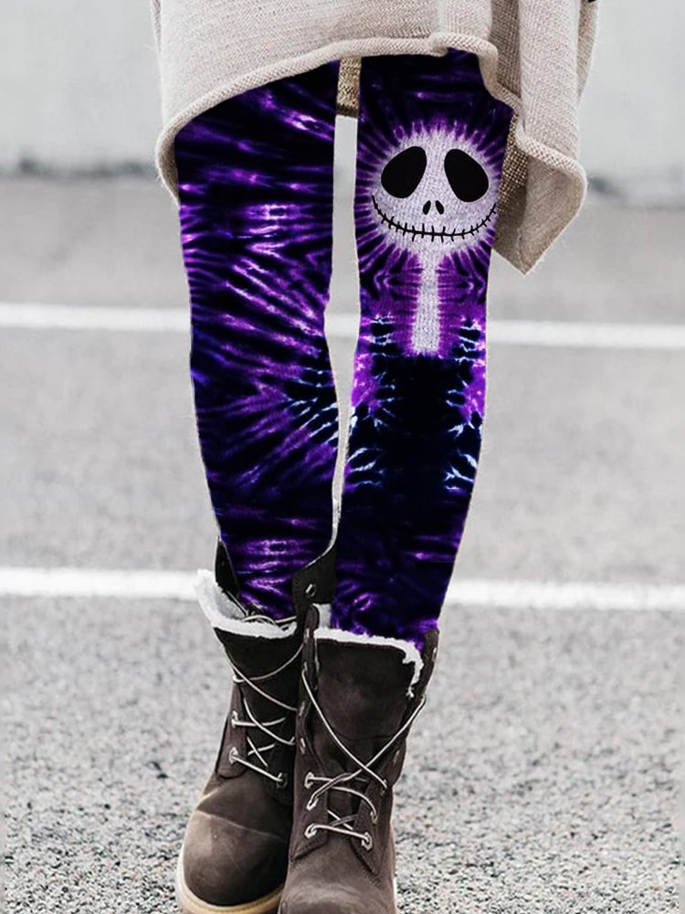 Halloween Spooky Ghost Face Tie Dye Leggings