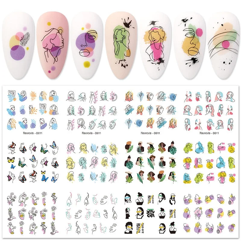 12pcs Valentines Love Letter Water Decals Flower Sliders Nail Stickers for Manicure Nail Art Decoration Transfer Water Sticker-Nail Inspo