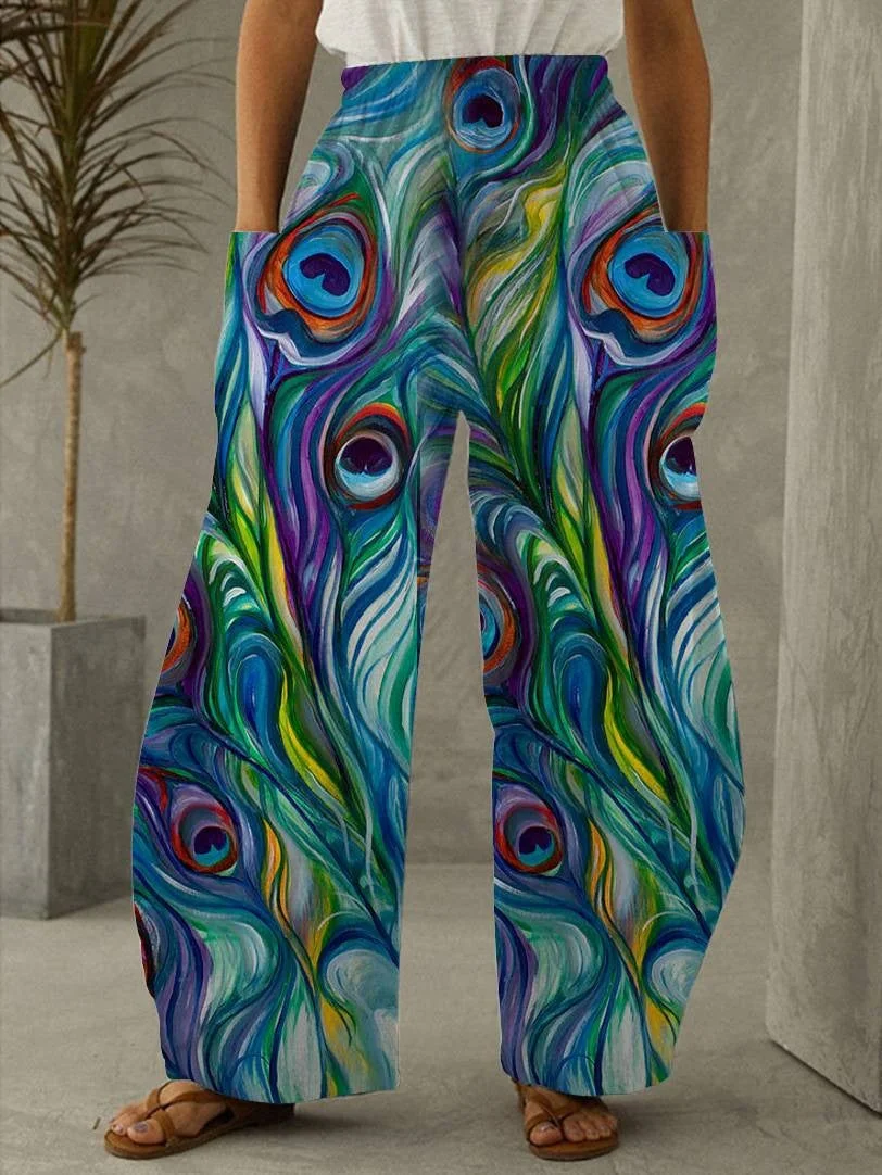 Straight printed high waist wide leg pants