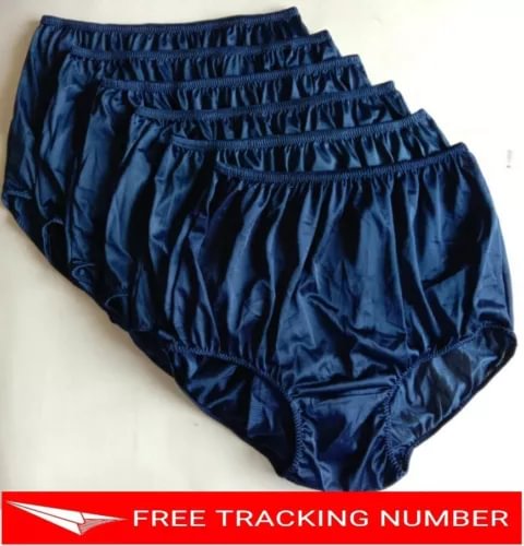 pornhint Pornhint 6x Women Knicker Size XL Vintage Style Granny Panties Men Blue Nylon Underwear New