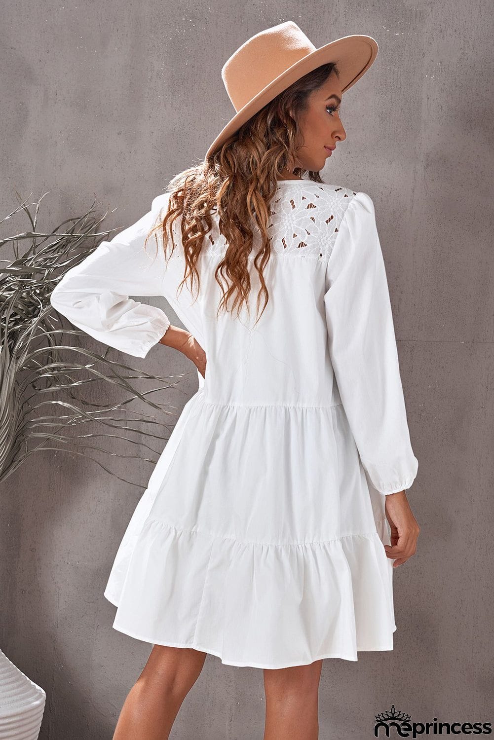 Cute Lace Yoke Mini Dress