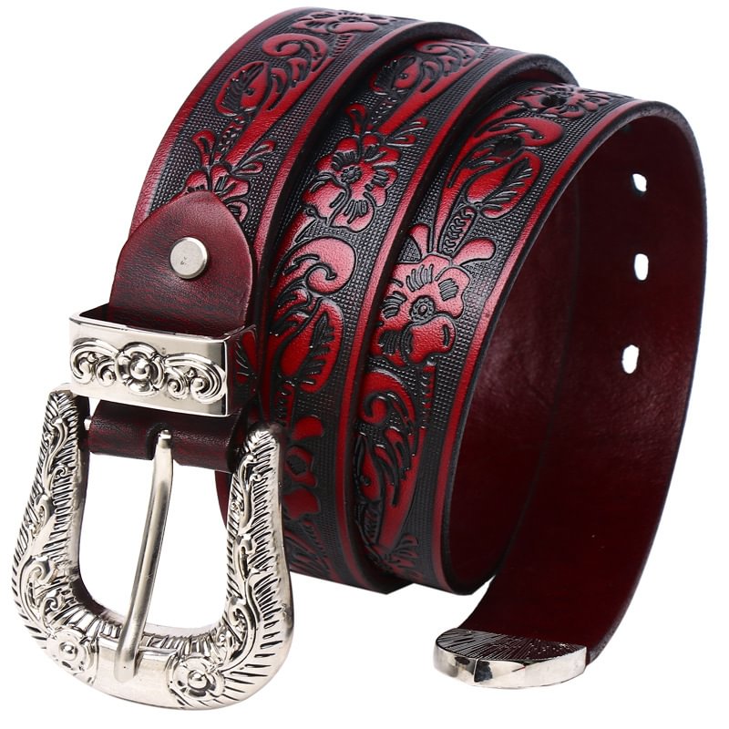 Vintage Carved Flowers Belt