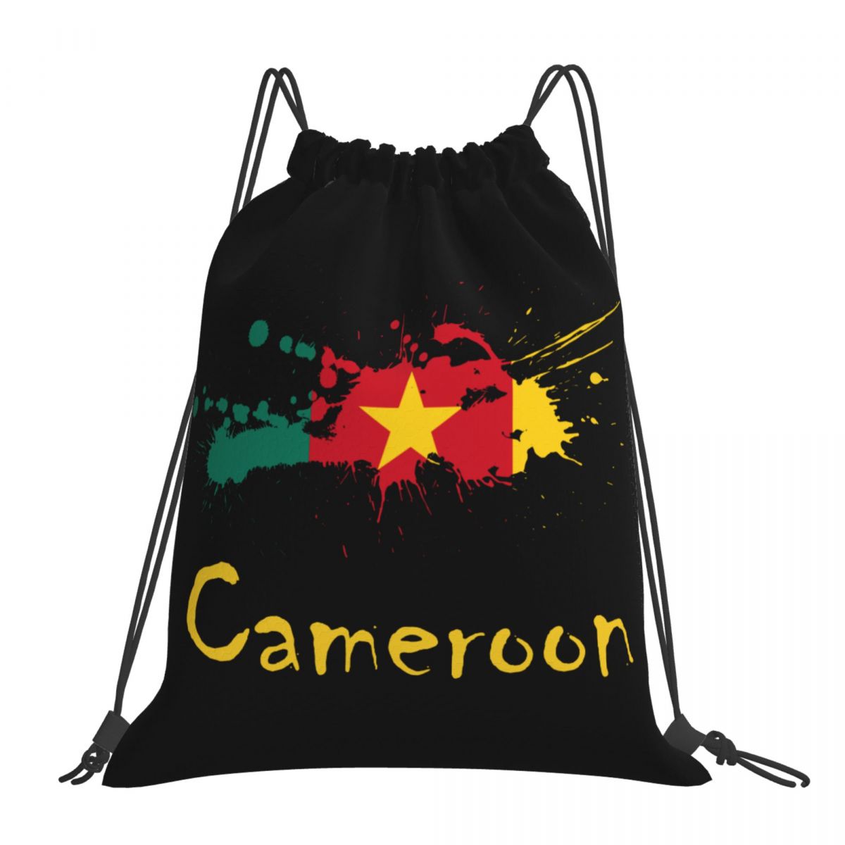 Cameroon Ink Spatter Foldable Sports Gym Drawstring Bag