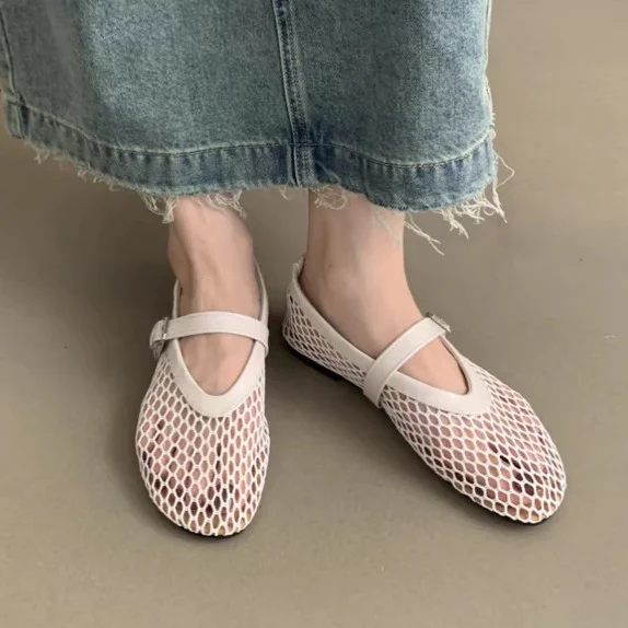Yyvonne Head Fishing Grid Hollow Mary Jane Single Shoes Women Go Out 42 Large Summer New Sandals
