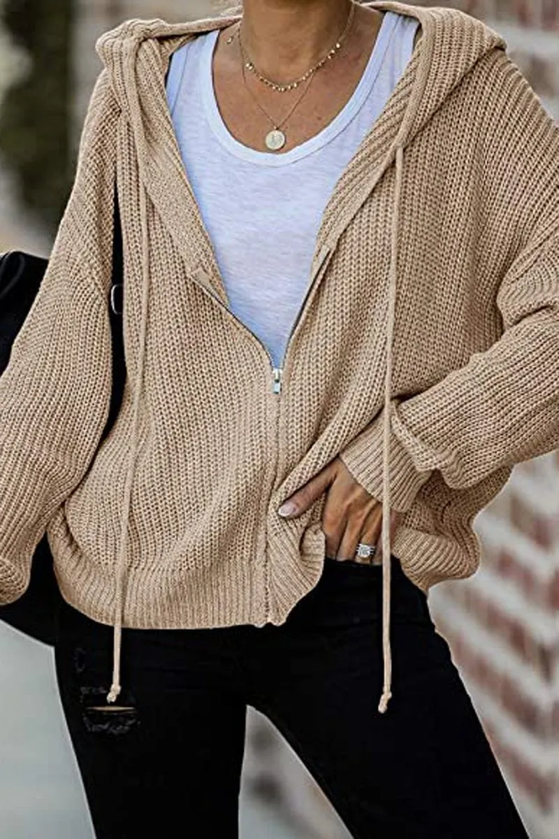 Zipper Casual Sweater Hooded Coat