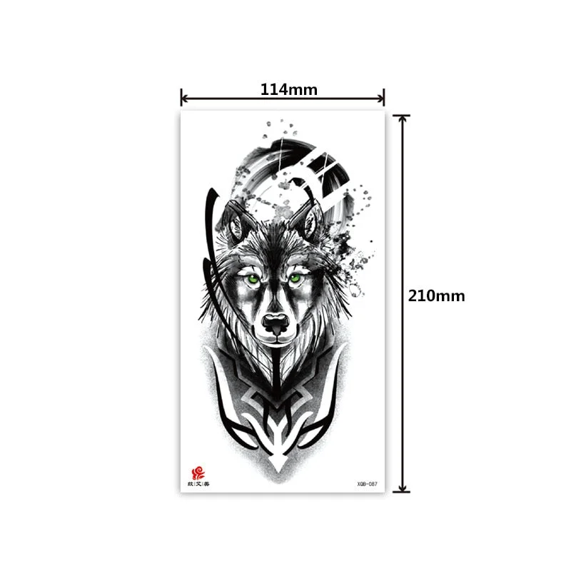 Half-arm waterproof tattoo stickers arm fierce wolf head animal arm lasting cross-border European and American tattoo stickers