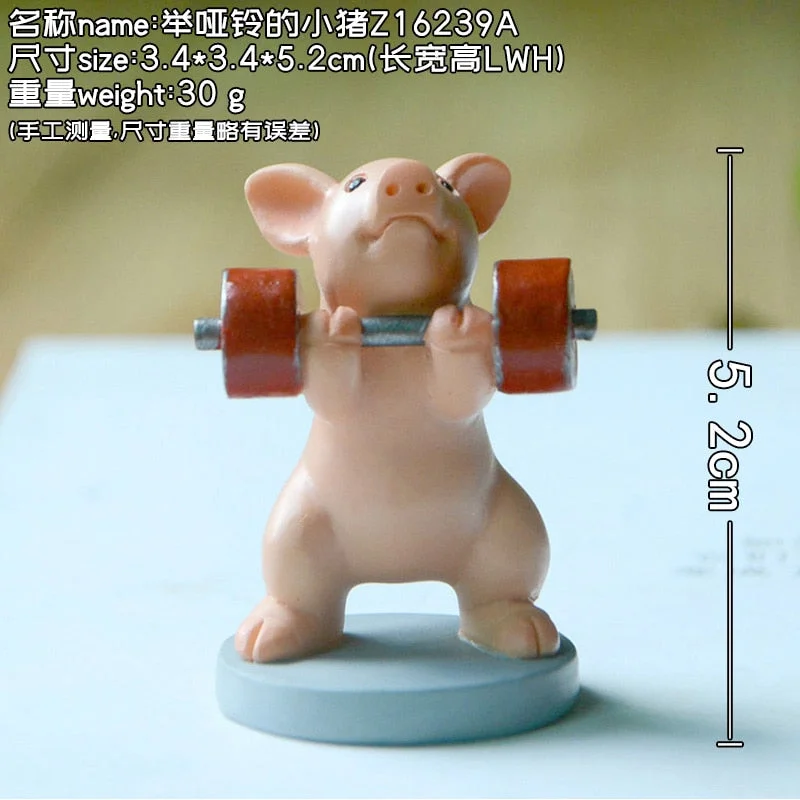 Creative Sports Pig Ornaments Exercising Simulation Animal Figurine Cute Doll Decorations Hand-made Birthday Gifts Resin Craft