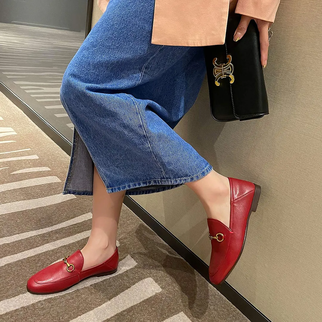 Women's Loafers Low Heel Flats Lady Work Mules Shoes-vocosishoes