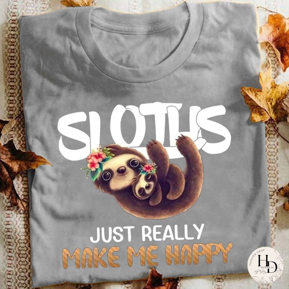 Summer Letter Print Funny T-Shirt Women Fashion Cute Sloth Printed Short Sleeved T-shirt Summer Lady Casual Graphic T Shirts Round Neck Pure Color Tee