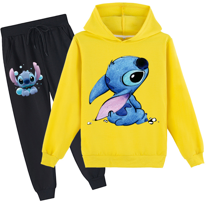 Mayoulove Stitch Long Sleeve Hoodie and Pants Set - Perfect for Disney Lovers and Cozy Days at Home - Kids' Clothing-Mayoulove