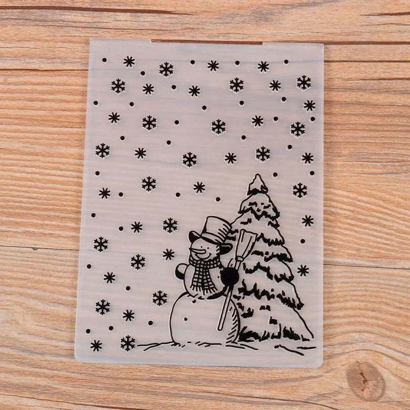 Christmas Embossing Folder DIY Card Papercraft Scrapbooking Decor Template Diary