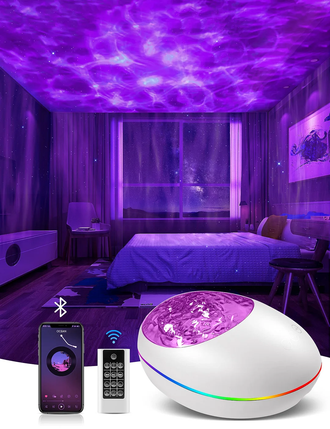 Lucky Stone Bluetooth Remote Control Projection Light Night Light With Bluetooth Speaker