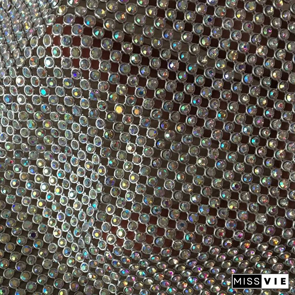 Sexy Crystal Diamond Crop Top Exotic Tank Top Backless Summer Beach Halter Camis Bralette Women Party Crop Tops