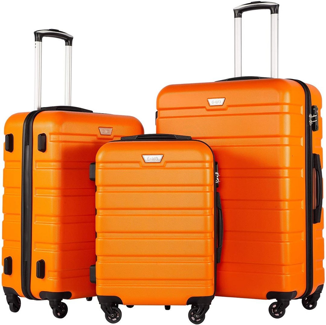 COOLIFE Equipaje Maleta de 3 piezas Trolley Shell rígido Liviano TSA Lock  Juego de 4 piezas