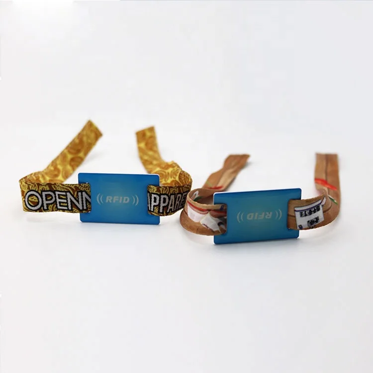 Plastic NFC Mini Tag Woven Fabric RFID Bracelet Wristband