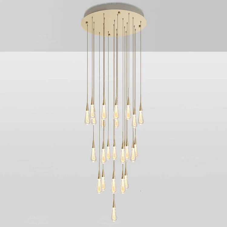 Spiral Raindrop Clear Crystal Chandelier Staircase Lighting Vjlight