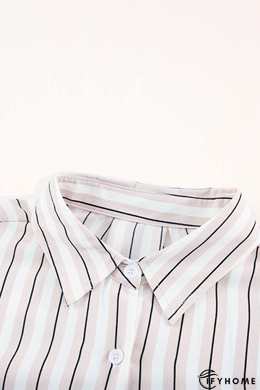 Khaki Striped Buttons Closure Long Sleeve Shirt | IFYHOME