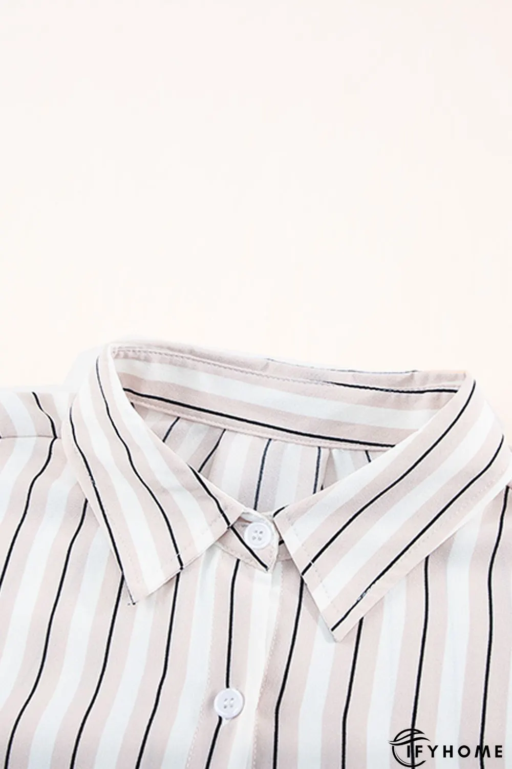 Khaki Striped Buttons Closure Long Sleeve Shirt | IFYHOME