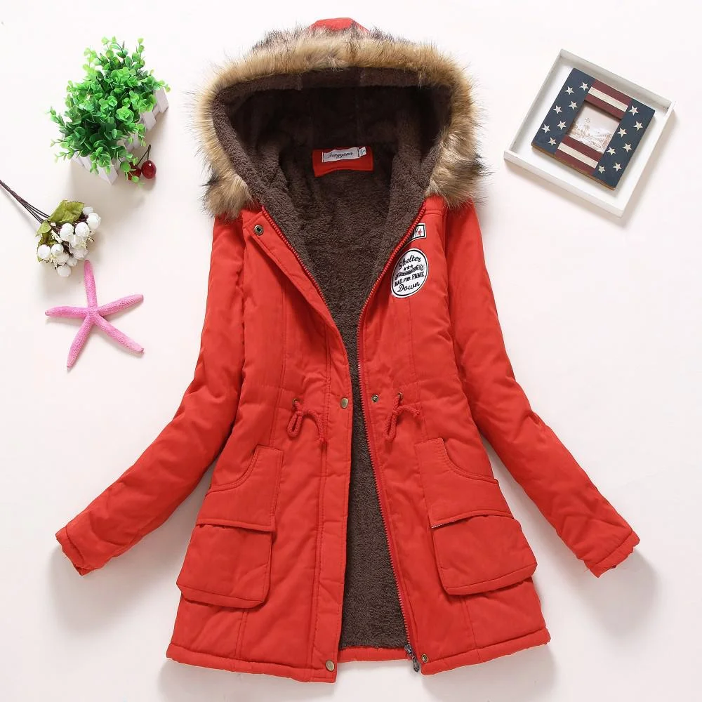 Ailegogo Women Winter Military Coats Cotton Wadded Hooded Jacket Casual Parka Thickness Warm XXXL Size Quilt Snow Outwear