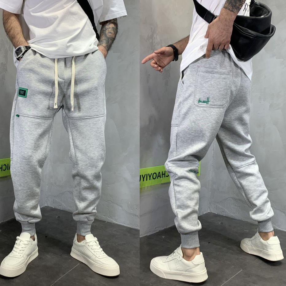 Street retro patch embroidered casual trousers