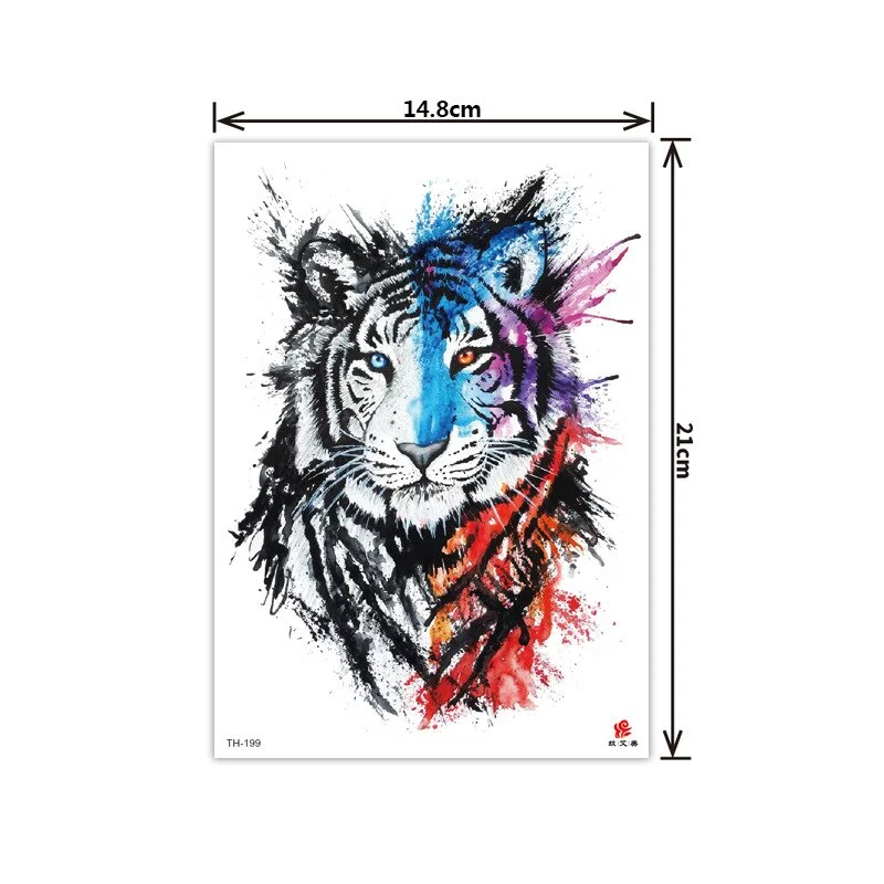 2021 New Plain Flower Arm Tattoo Sticker Flower Waterproof Tattoo Color Animal Tiger Tattoo Sticker
