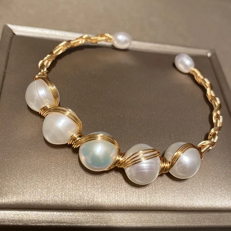Hand-wound Baroque Natural Freshwater Pearl Bracelet